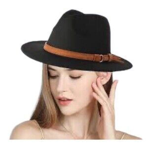 Men's Women's Classic Jazz Felt Hat Wide Brim Fedora Trilby Panama Gangster Cap